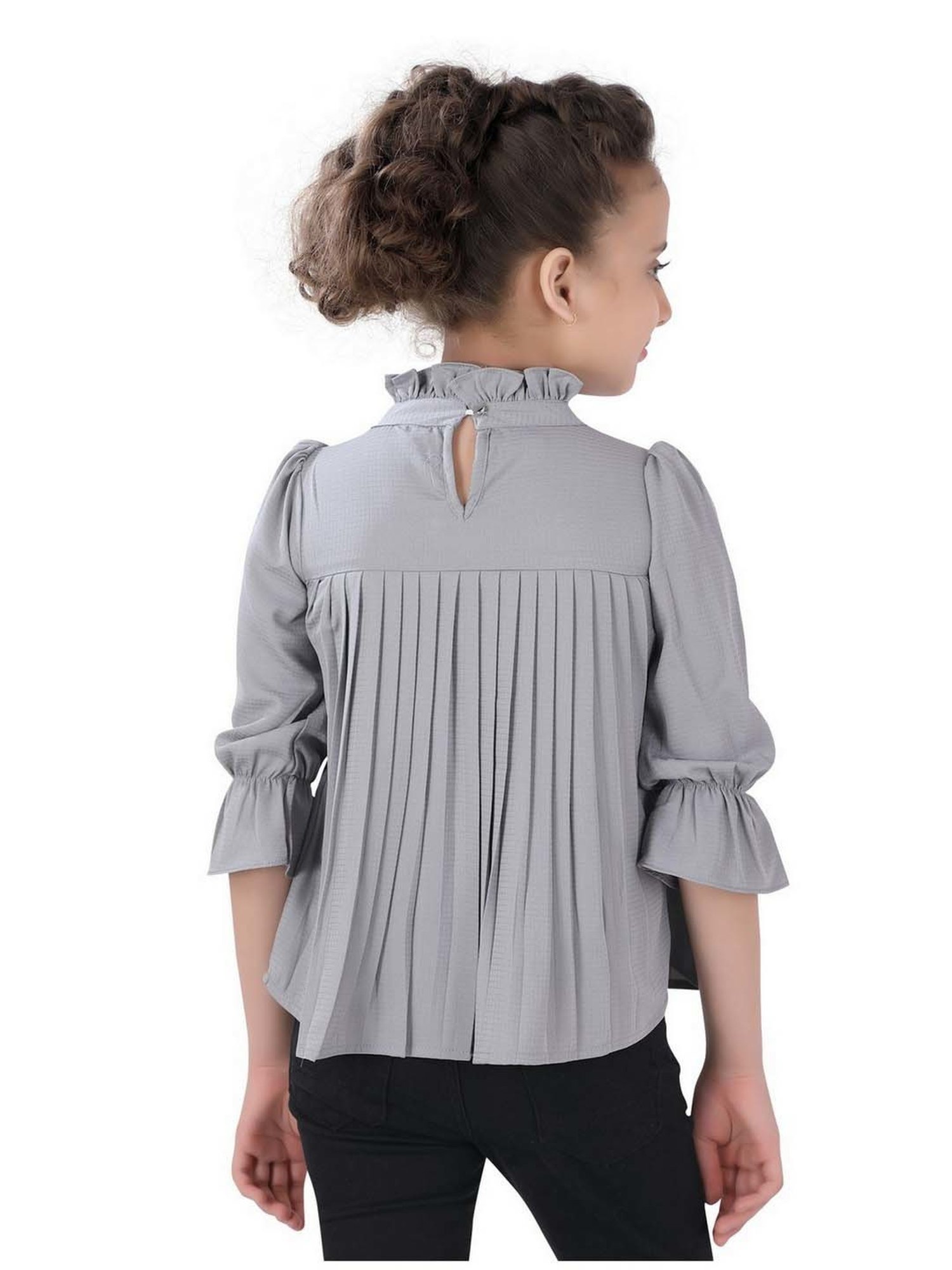 poplins Kids Grey Cotton Regular Fit Top