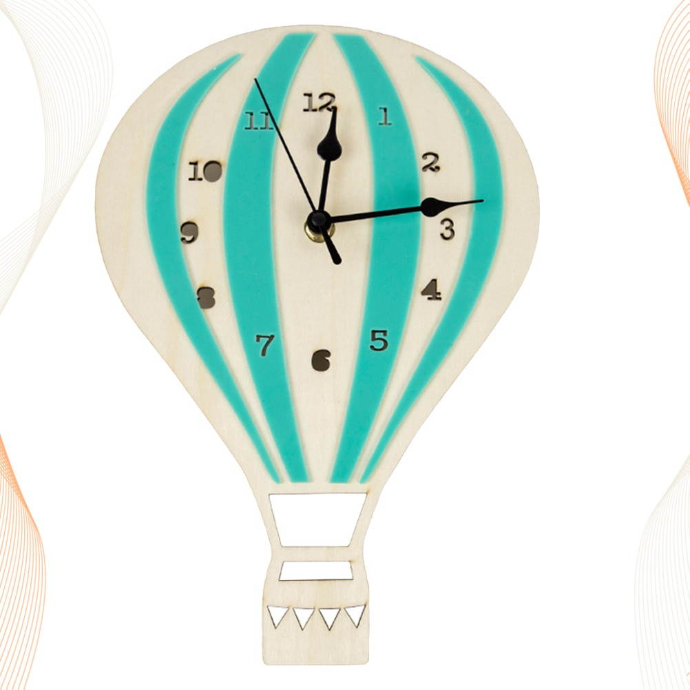 Hot Air Balloon Shaped Wall Clock Mute Wall Decorative Clock Art Decor Wall Clock for Home Office Living Room without Battery (Pink)