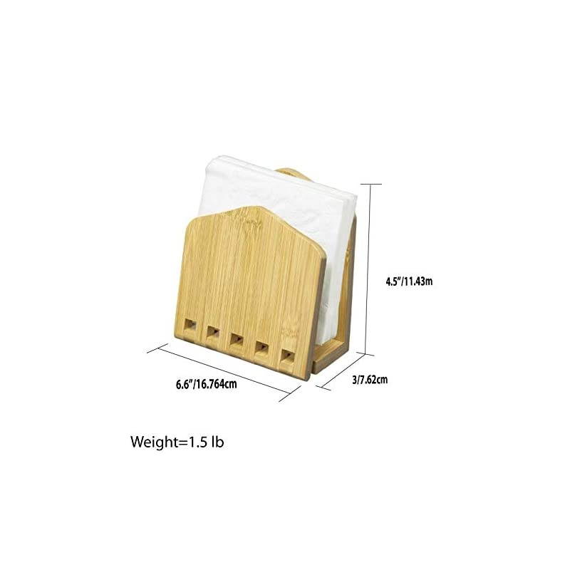 Bamboo Expandable Napkin Holder Organizing Stand, Free-Standing, Kitchen Countertop, Beige
