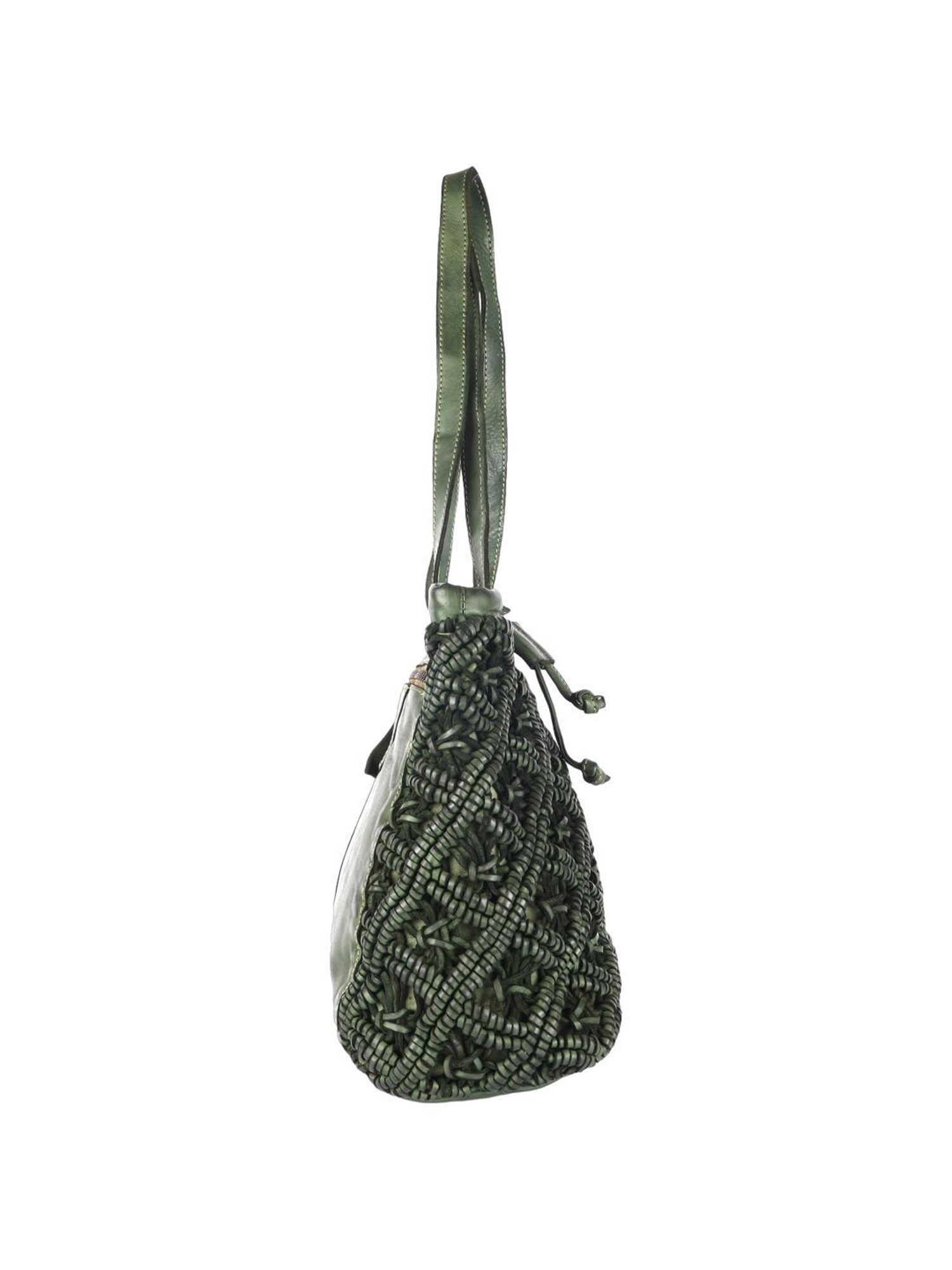 KOMPANERO Macrame Sage Textured Large Shoulder Handbag