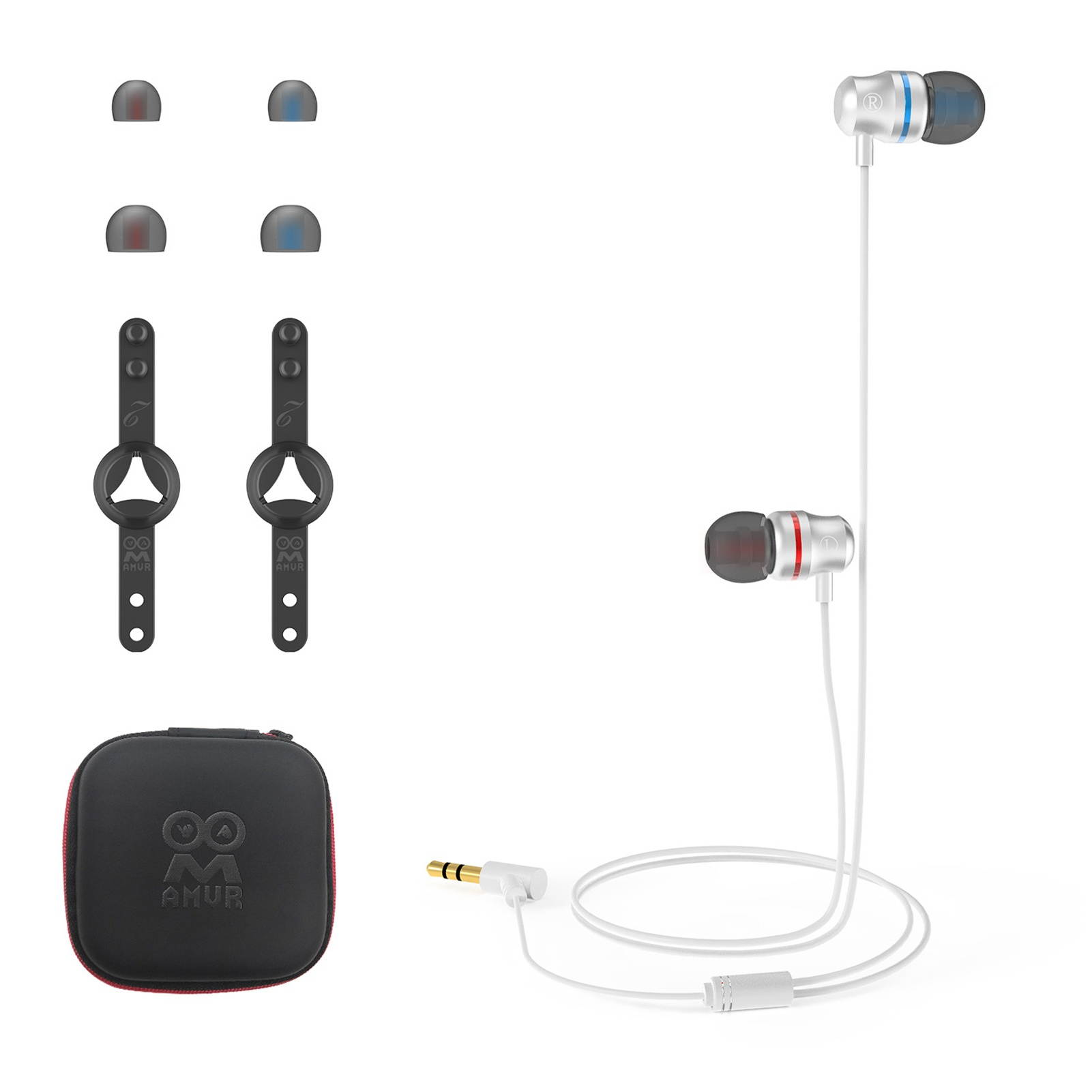 In-Ear Wired Silicone Earbuds With Earcap Holder Earbuds Case For Oculus Quest 2 VR Accessories (White)