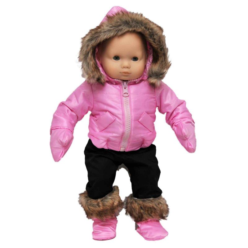 The Queen's Treasures 15 Inch Baby Doll Clothes, Twin 6pc Bitty Pink Winter Jacket, Pants, Boots, Mittens