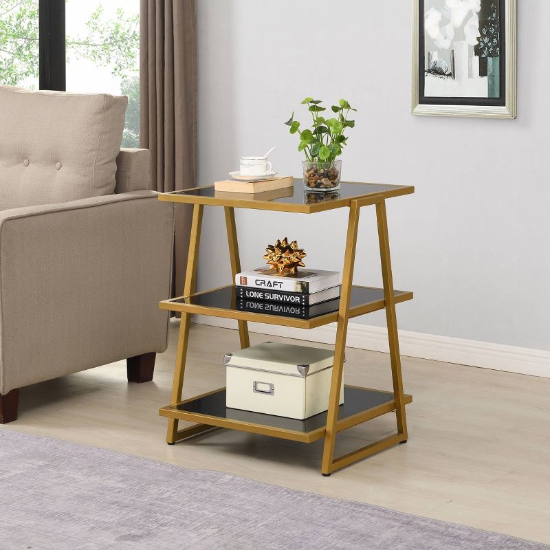 Garrity Accent Table Black Glass/Gold - Carolina Chair & Table