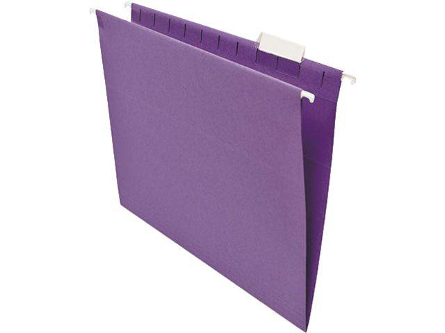 Universal Hanging File Folders, 1/5 Tab, 11 Point Stock, Letter, Violet, 25/Box