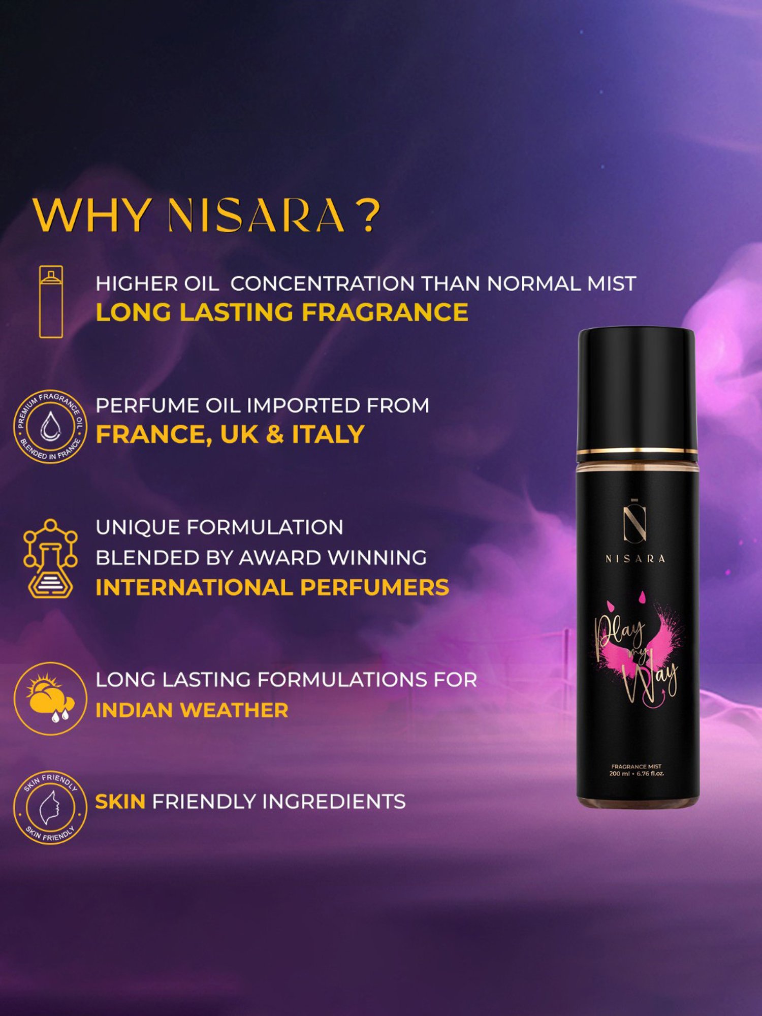 NISARA Play My Way Body Mist for Women&iquest;- 200 ml