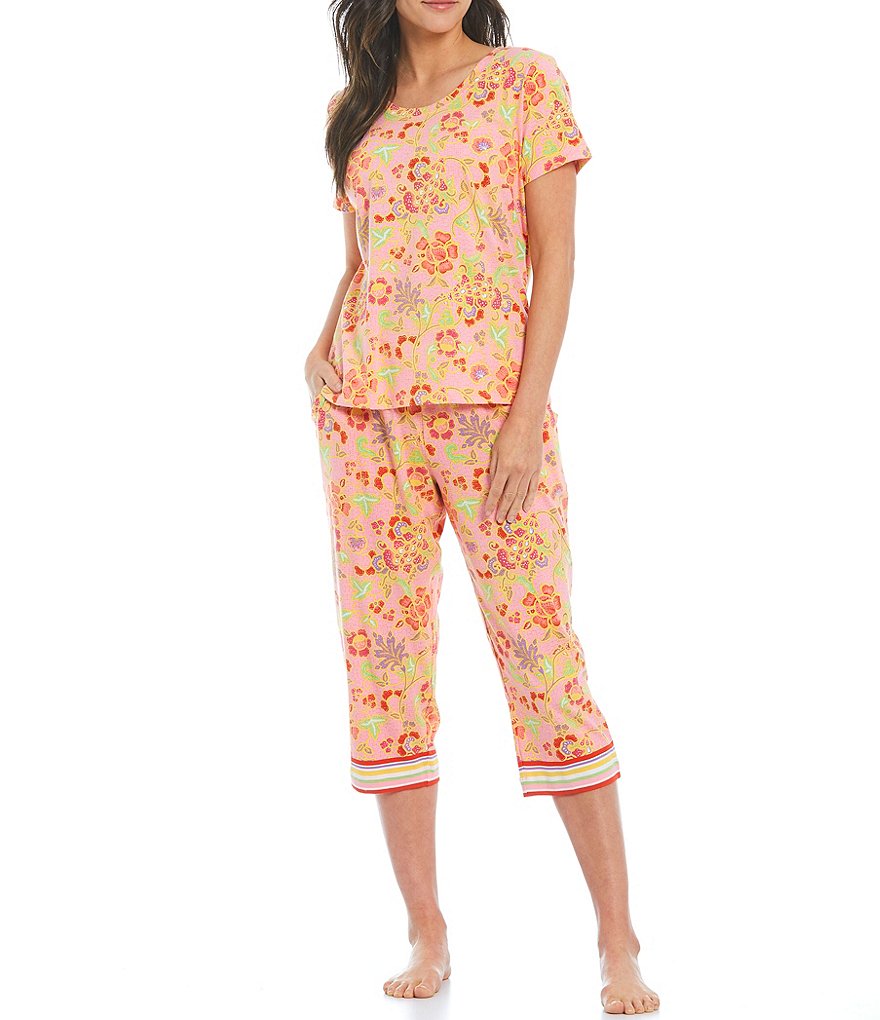 Sleep Sense Batik Floral Print Knit Coordinating Sleep Tee