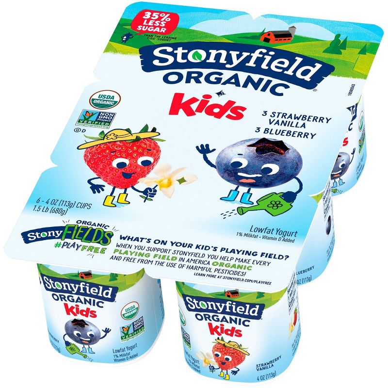 Stonyfield Organic Kids' Blueberry & Strawberry Vanilla Lowfat Yogurt Variety Pack - 6ct/4oz Cups