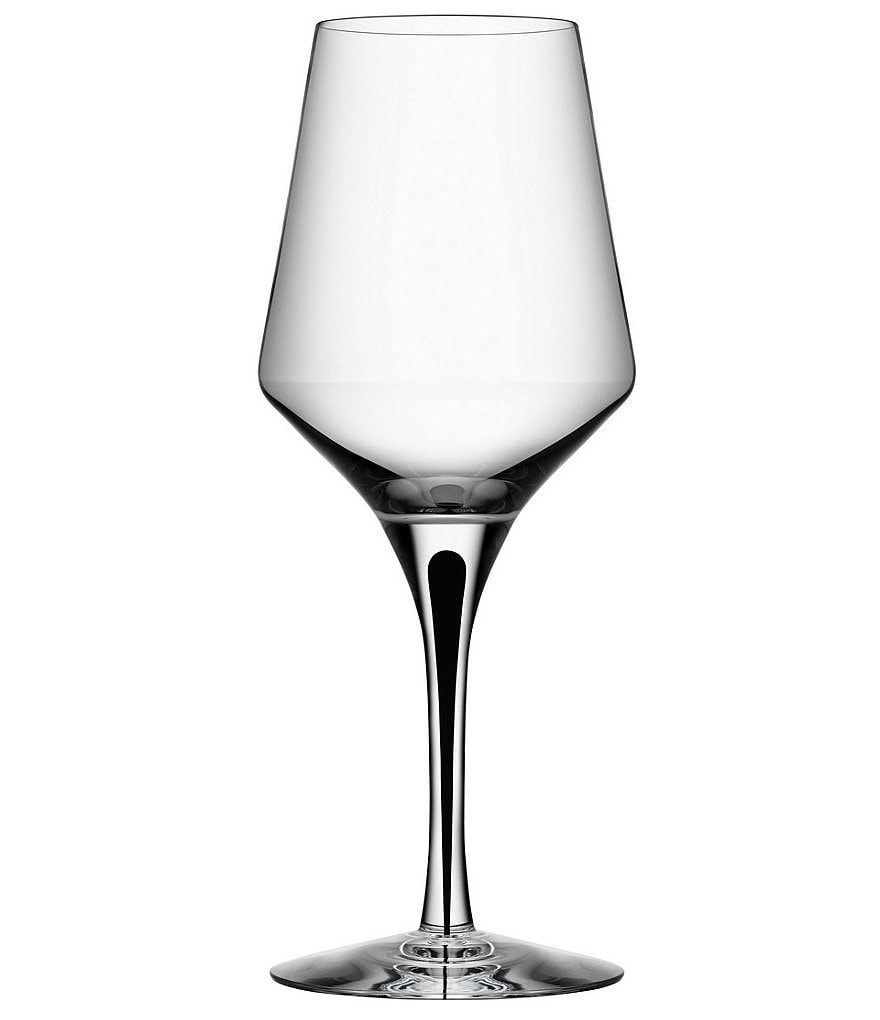 Orrefors Metropol Black Crystal White Wine Glass, Set of 2