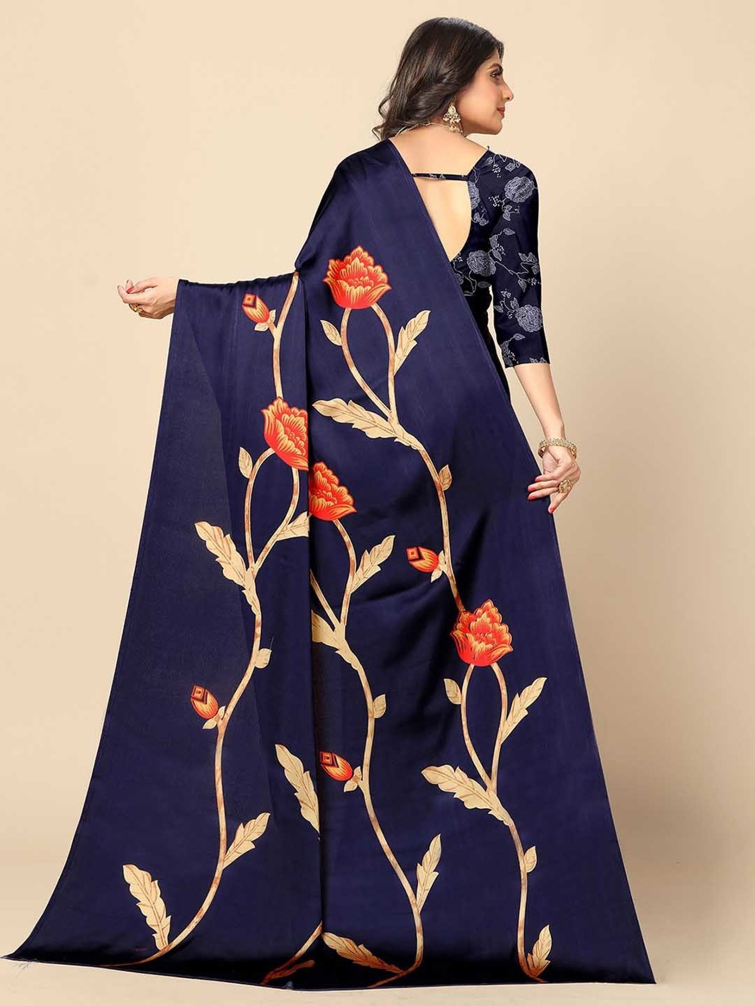 Rangita Blue Printed Saree With Blouse