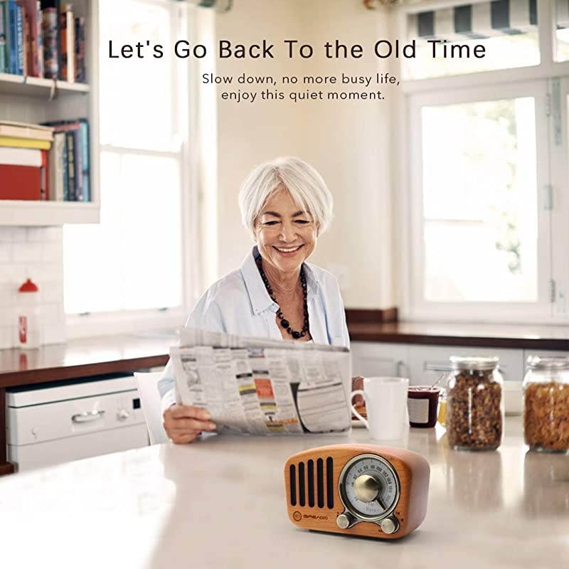 Vintage Radio Retro Bluetooth Speaker  Cherry Wooden FM Radio with Old Fashioned Classic Style Strong Bass Enhancement Loud Volume Bluetooth 42 Wireless Connection TF Card amp MP3 Player