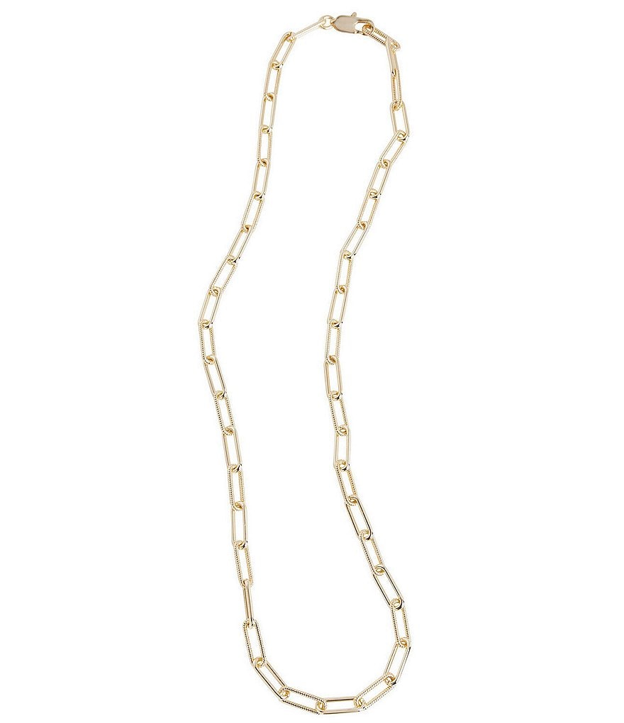 Ming Wang Gold Oblong Link Long Necklace