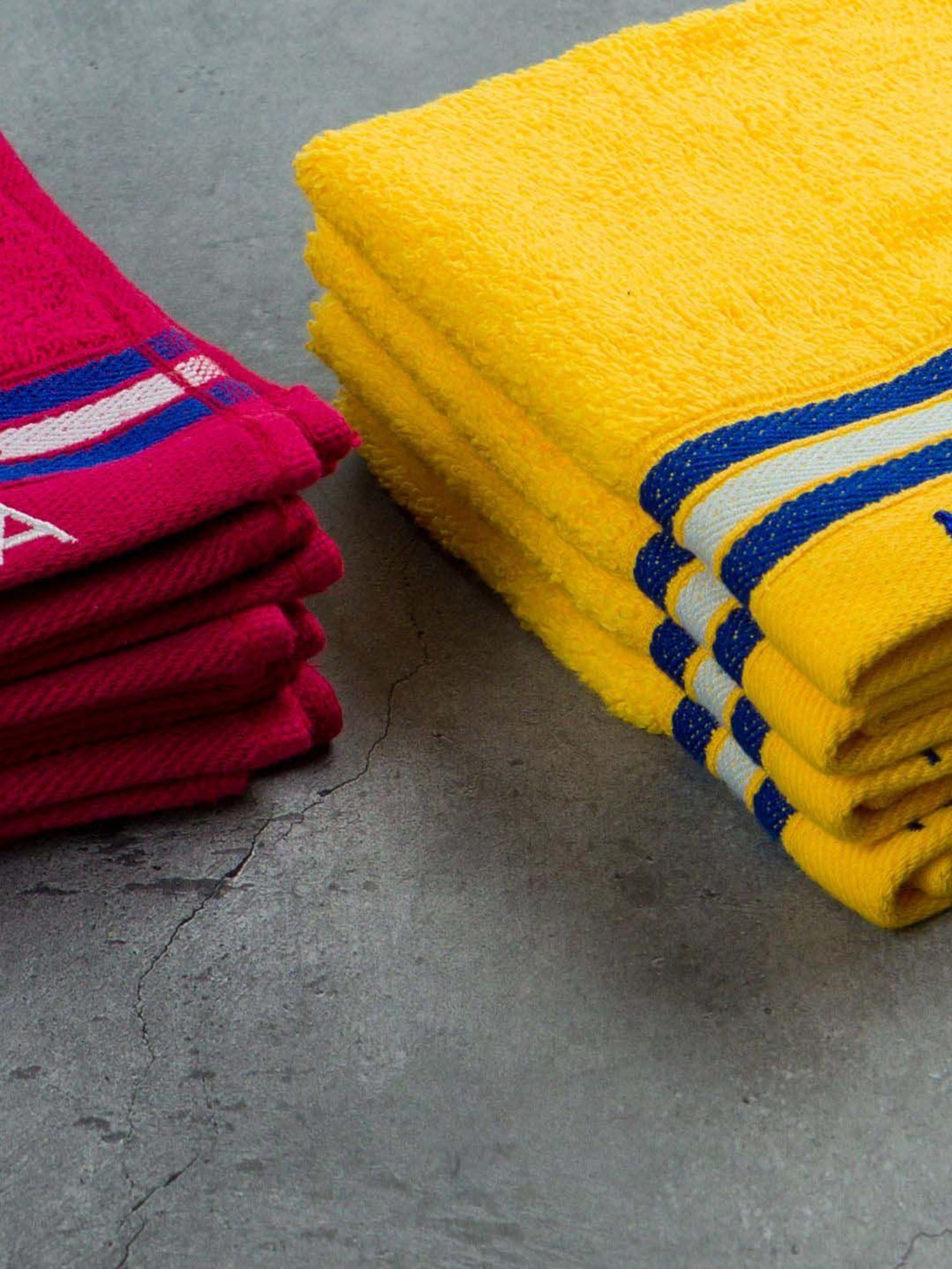 Nautica Vintage Crew Stripe Burgundy & Yellow Cotton 500 GSM Zero Twist Face Towel - Set of 8