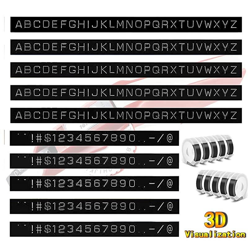 Label Tape Compatible with Dymo Label Maker38 Inch 3D Plastic Labels Replacement for Dymo Organizer Xpress 12965 DYM 12966 Office Mate II White on BlackRedBlueYellowGreen