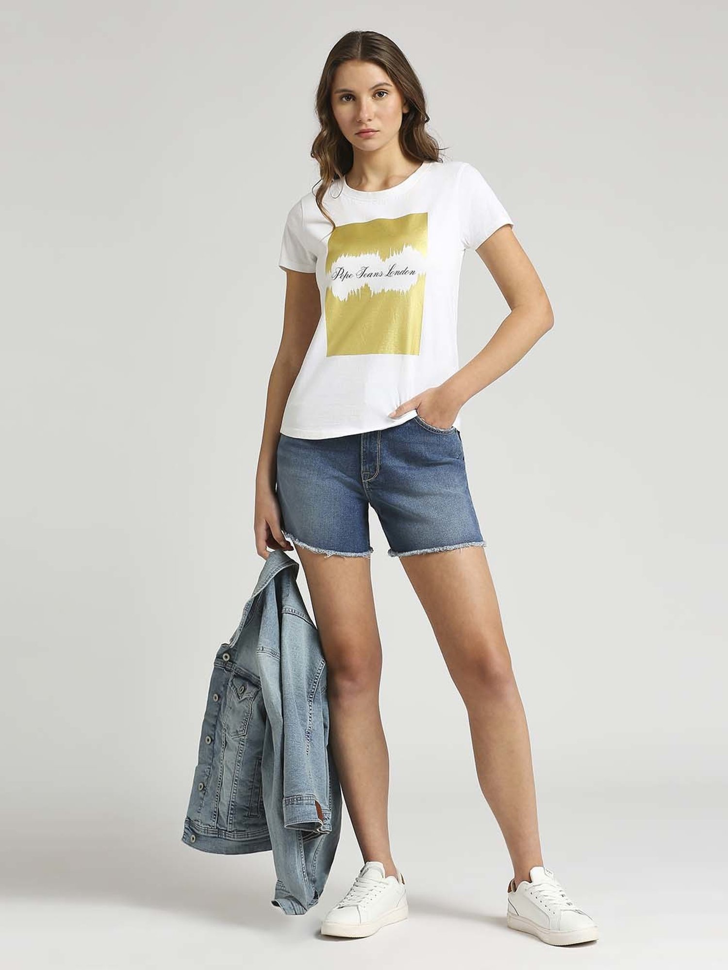 Pepe Jeans White Cotton Printed T-Shirt
