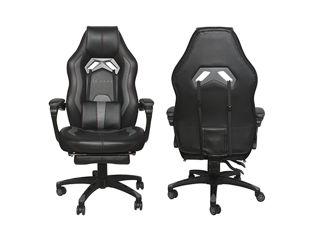 Gaming Chair Office Chair PC Chair with Massage Lumbar Support, Vantage Style PU Leather High Back Adjustable Swivel Task Chair with Footrest,Blue,GC26