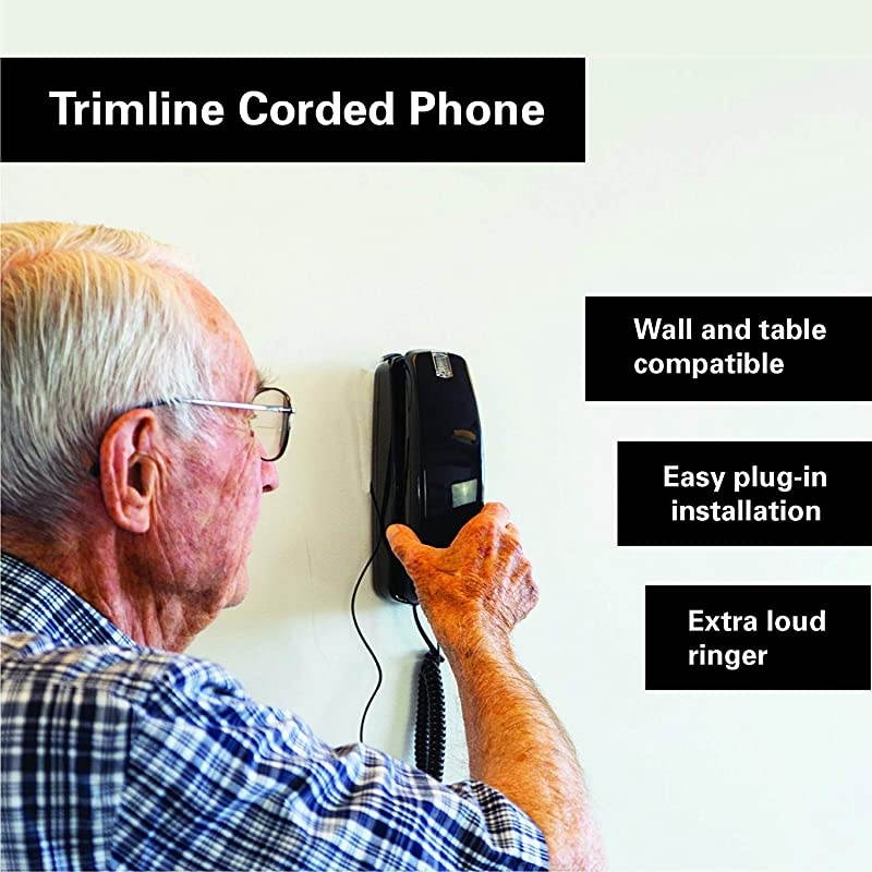 Corded Phone Phones for Seniors Phone for Hearing impaired Black Retro Novelty Telephone an Improved Version of The Princess Phones in 1965 Style Big Button