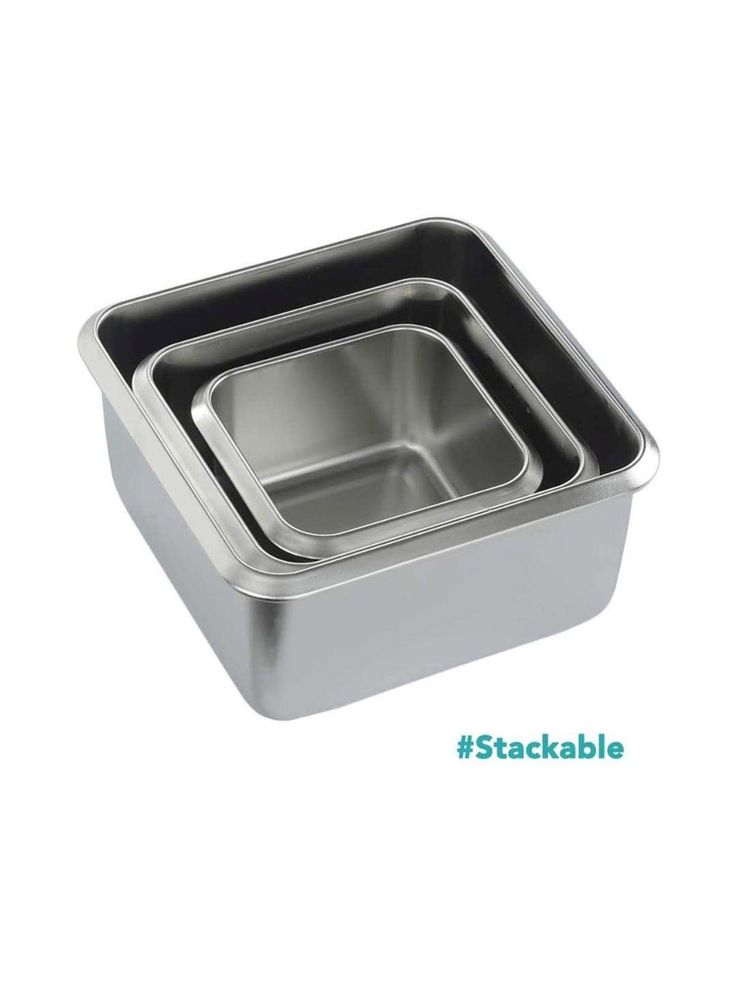 Femora Silver Steel Containers with Lid (750 ml) - Set of 2