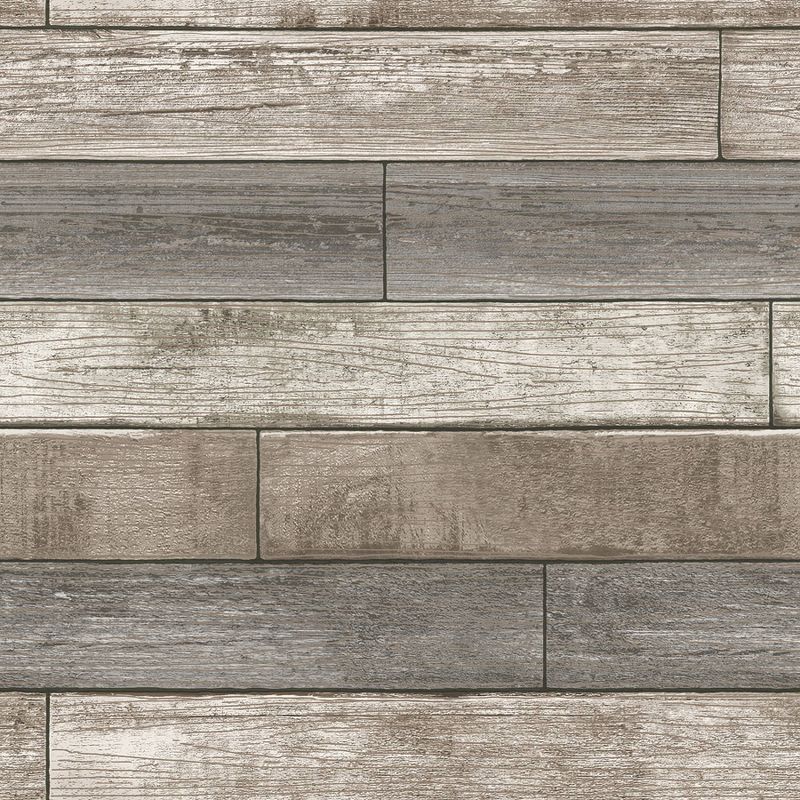 NuWallpaper Reclaimed Wood Plank Natural Peel & Stick Wallpaper Gray