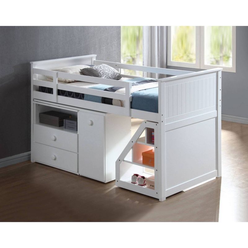 Wyatt Loft Bed with Chest/Swivel Desk and Ladder White - Acme Furniture