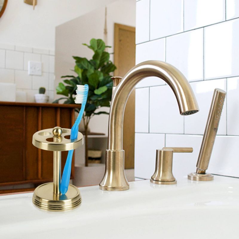 4pc Jewel Metal Bath Accessory Set for Vanity Counter Tops Gold - Nu Steel