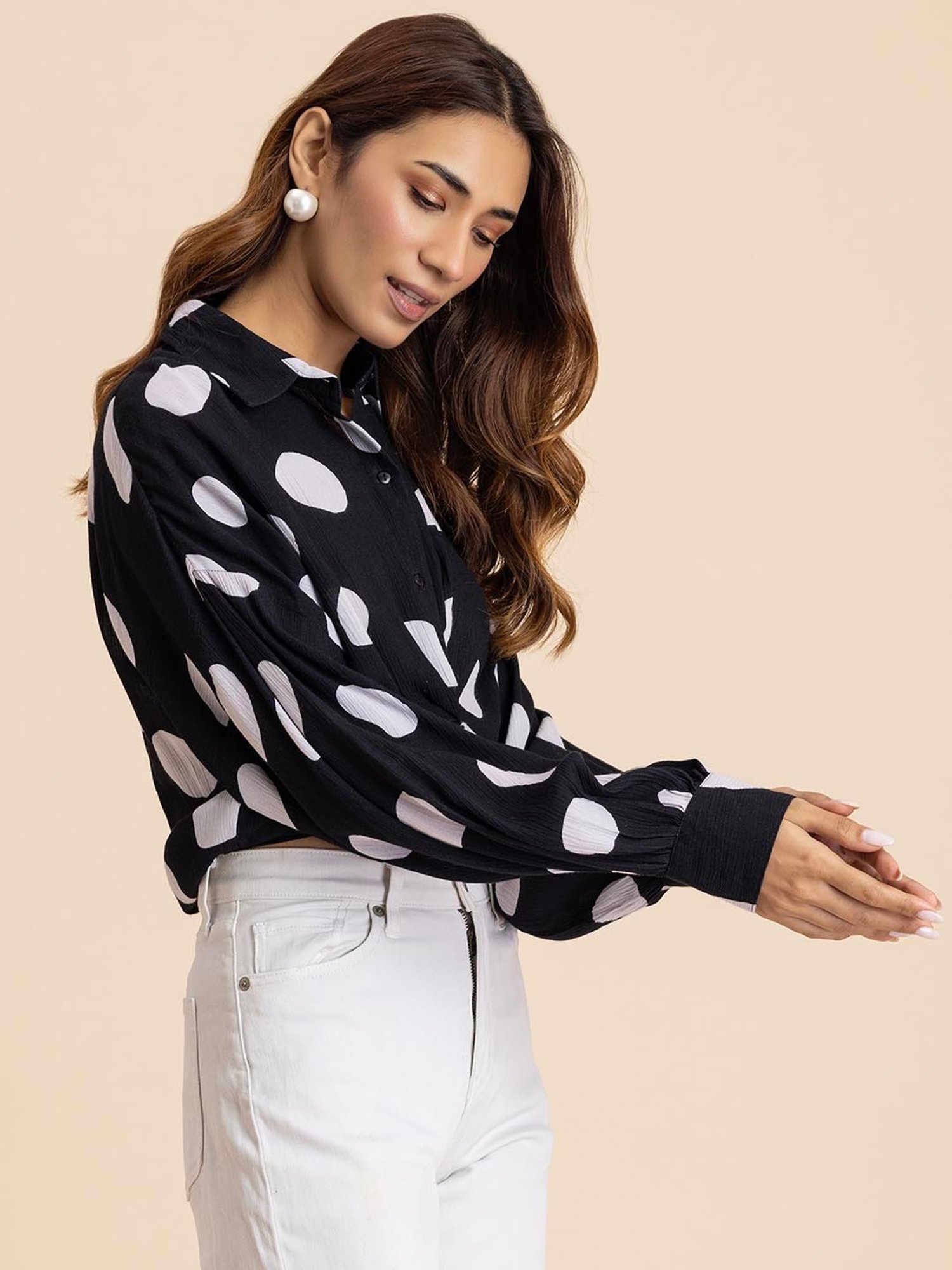 Moomaya Black Polka Dot Shirt