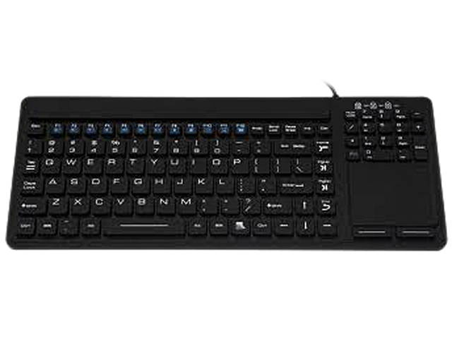SolidTek KB-IKB-107 Black USB Wired Silicone Waterproof Keyboard with Touchpad