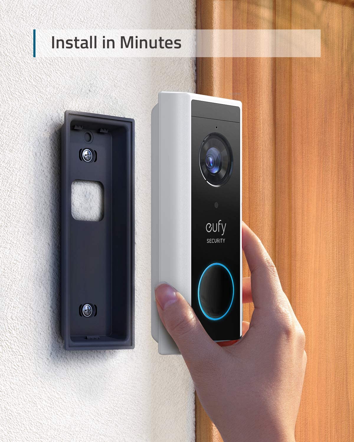 eufy Security, Wireless Video Doorbell (Battery-Powered) with 2K HD, No Monthly Fee, On-Device AI for Human Detection, 2-Way Audio, Simple Self-Installation