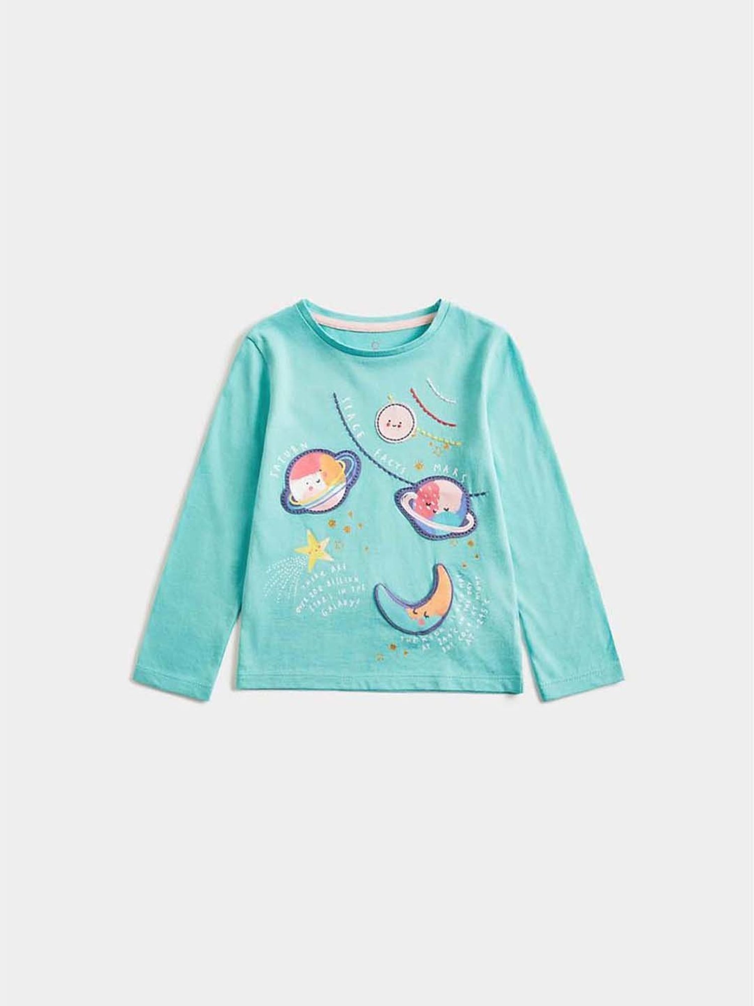 Mothercare Kids Blue Cotton Applique Full Sleeves Top