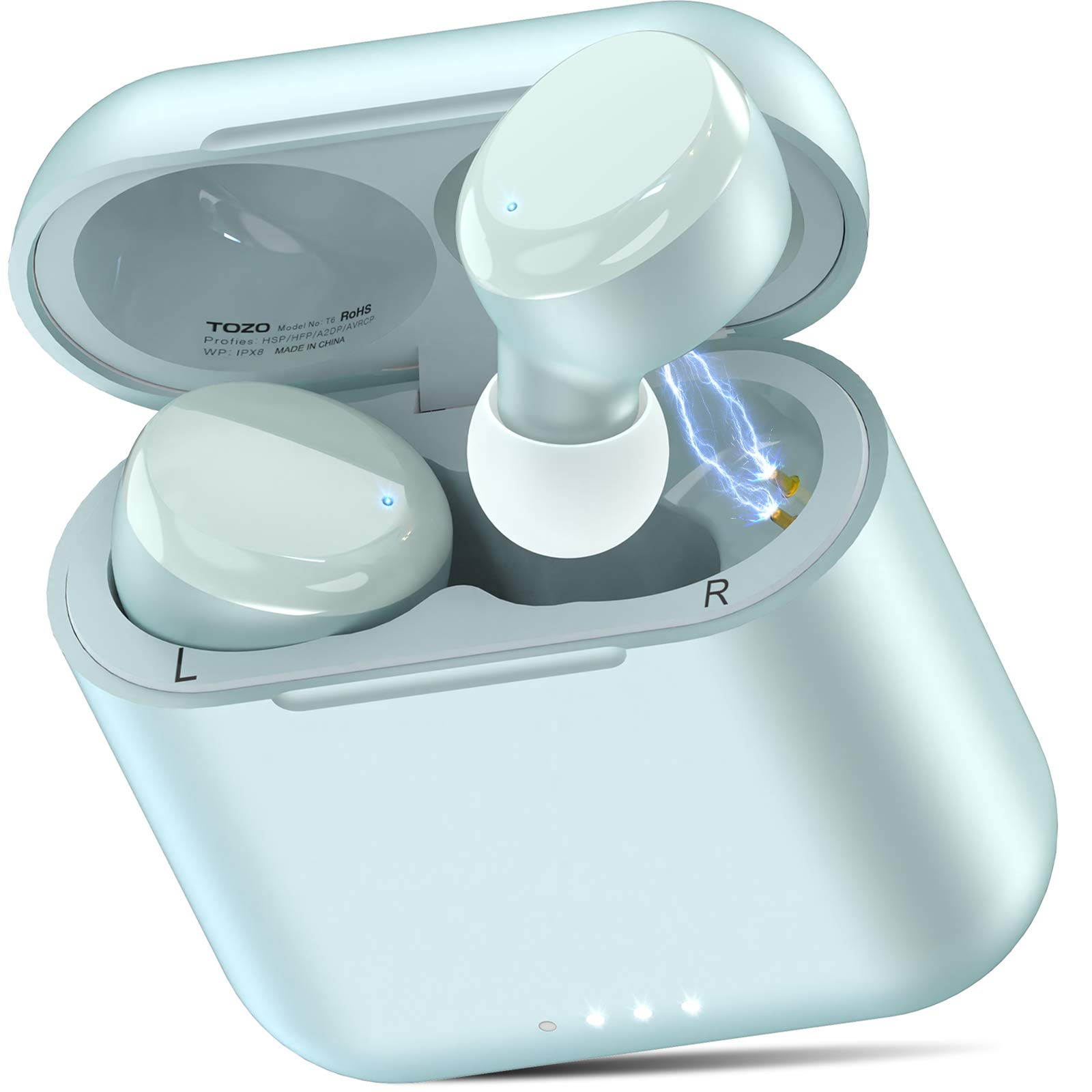 TOZO T6 True Wireless Earbuds Bluetooth Headphones Touch Control with Wireless Charging Case IPX8 Waterproof  Stereo Earphones in-Ear Built-in Mic Headset Premium Deep Bass for Sport