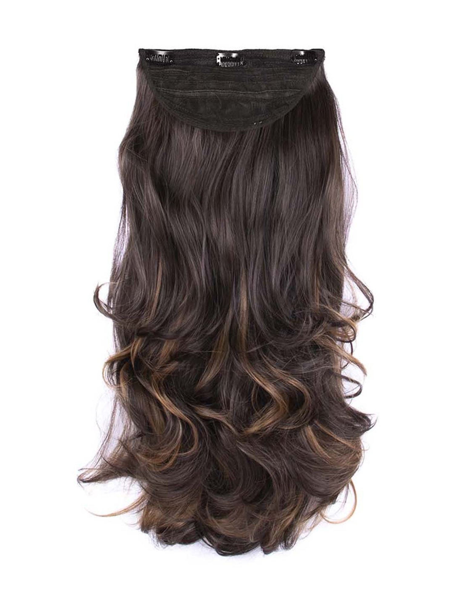 Streak Street Curly Dark Brown Ponytail with Copper Highlights