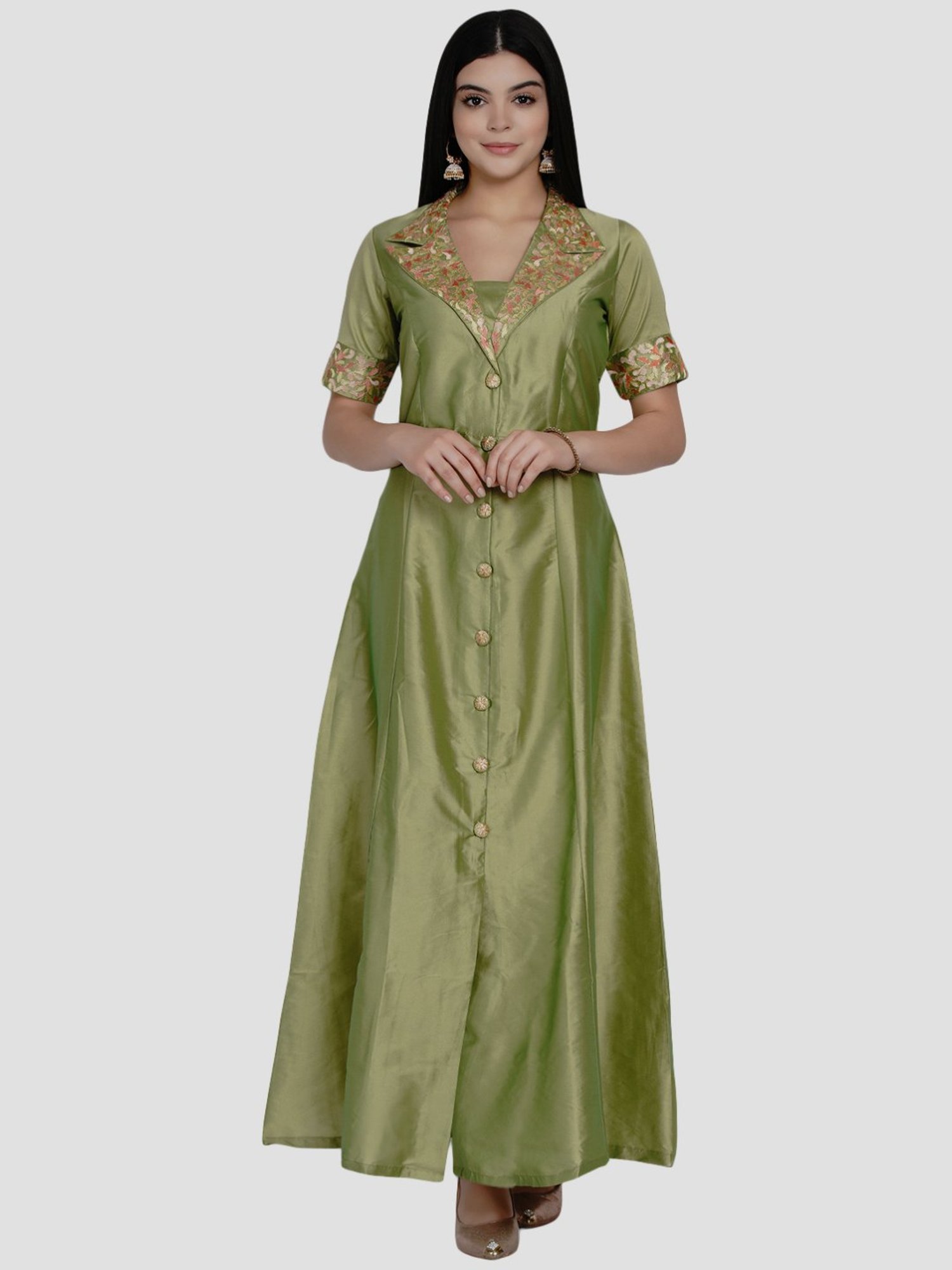 Women Republic Green A Line Kurta