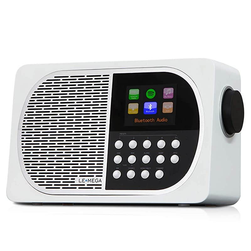 M2+ Smart Internet Radio,Table Radio,FM Radio,Bluetooth,WiFi,Spotify Connect,Wooden Box,Headphones-Out,AUX-in,USB MP3, Alarms& Clock,Kitchen/Sleep/Snooze Timer,20 Stations Presets-White Satin
