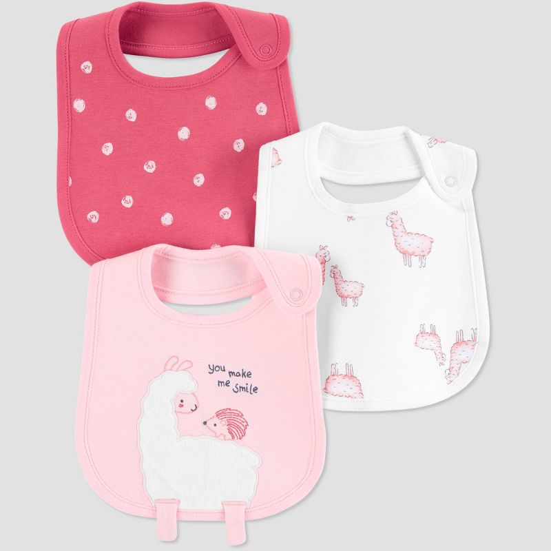 Baby Girls' 3pk Llama Bib - Just One You® made by carter's Pink One Size