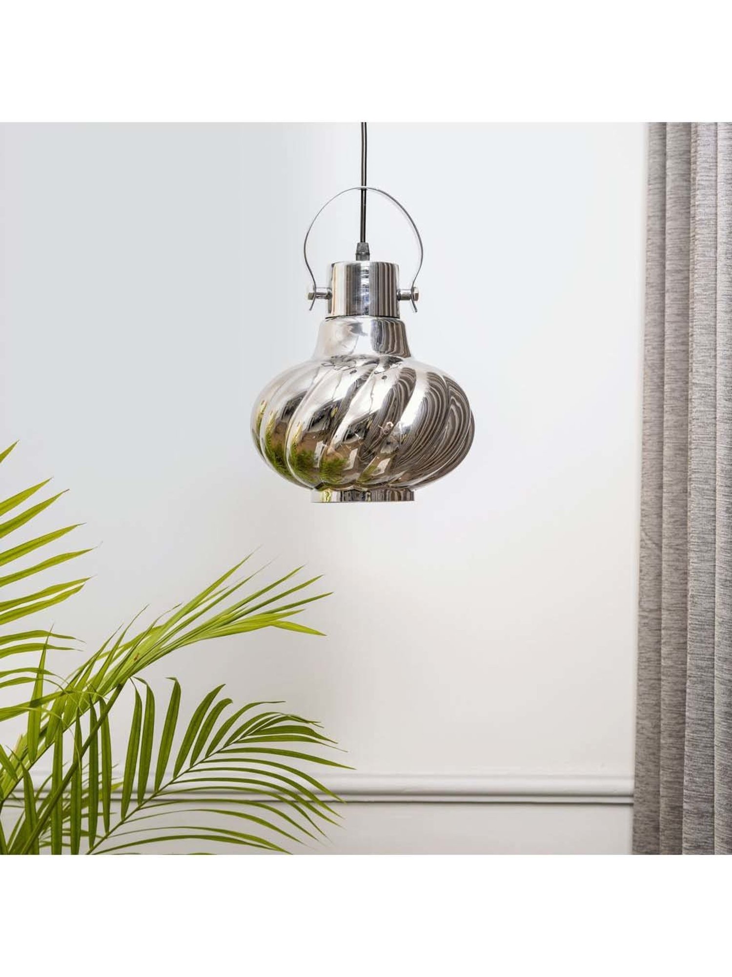 Kapoor E Illuminations Agatha Smoke & Nickel Glass Single Light Hanging Lamp