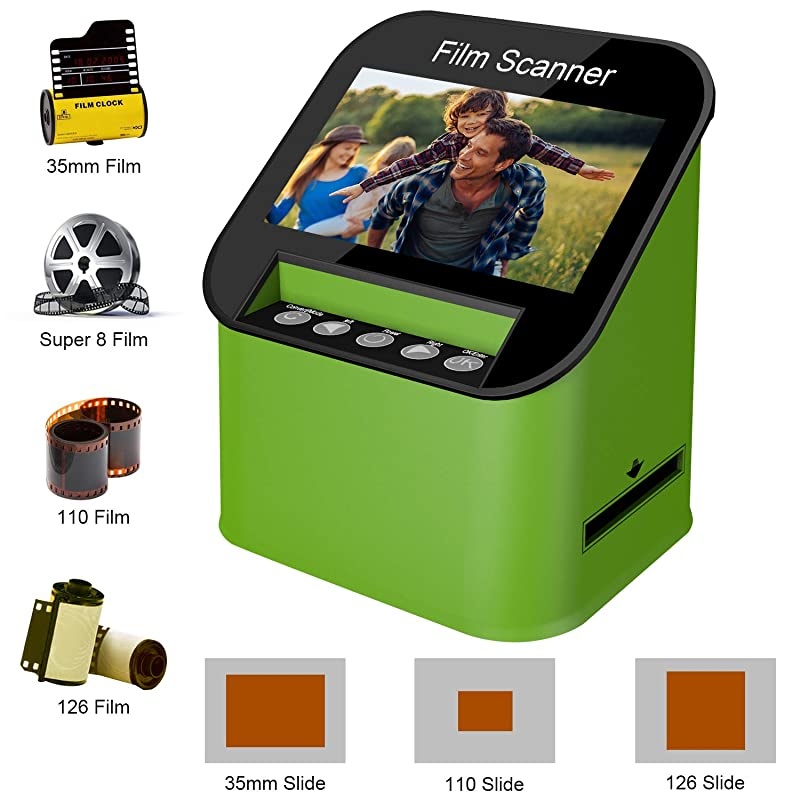 Digital Film & Slide Scanner, Converts 35mm, 110 & 126 and Super 8 Films & 8mm Film Negatives & Slides to 22 Megapixel JPEG Images Includes Large 4.3 Inch TFT LCD Display
