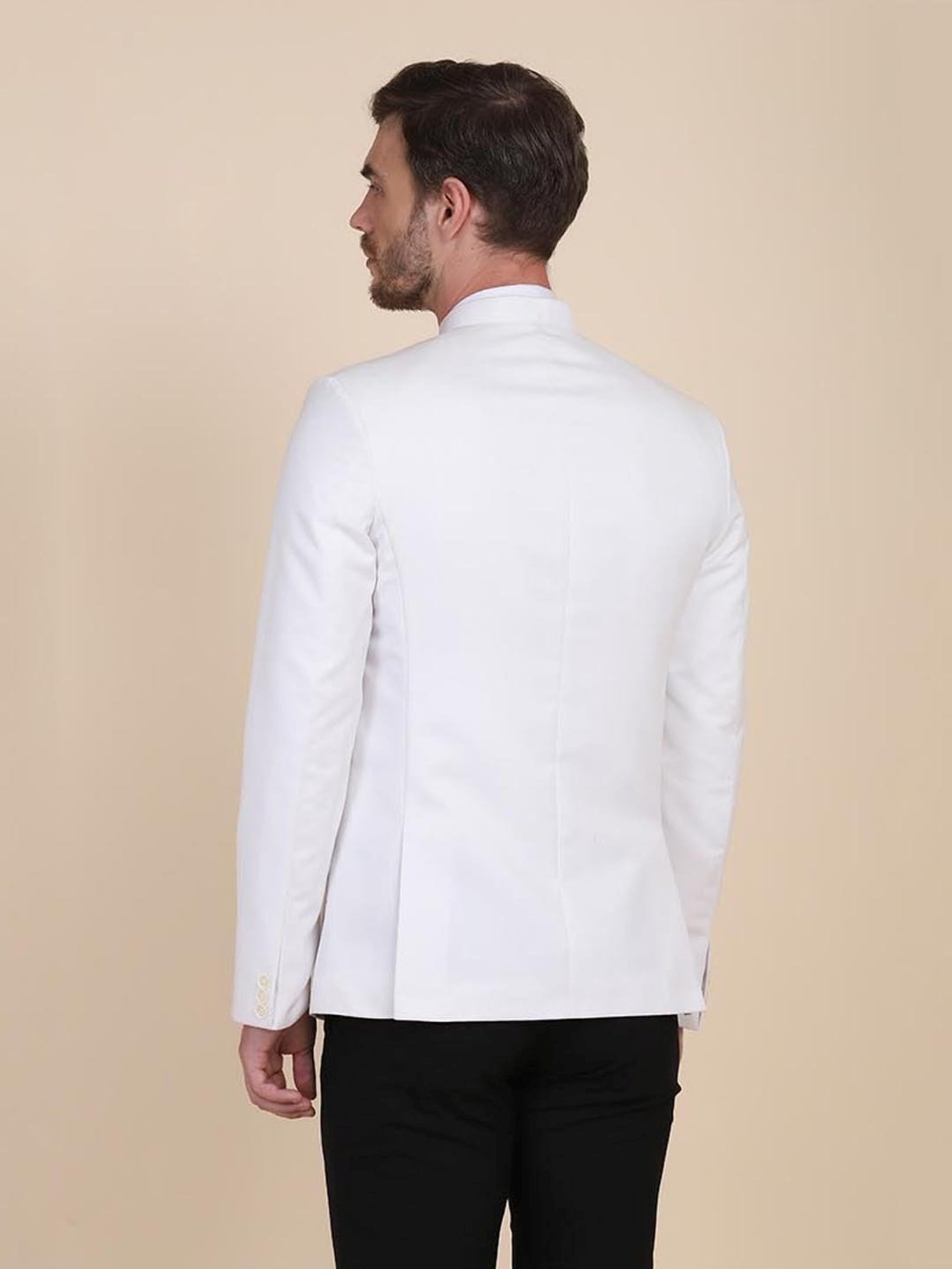 TAHVO White Cotton Slim Fit Blazer