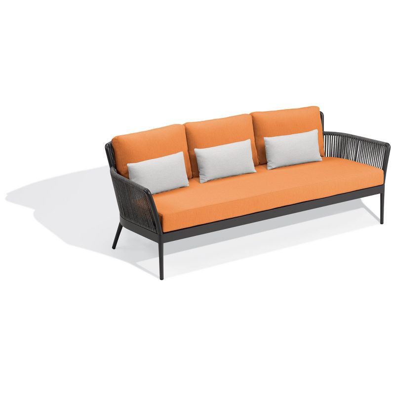 85" Nette Sofa with Pillows Black/Orange/Gray - Oxford Garden