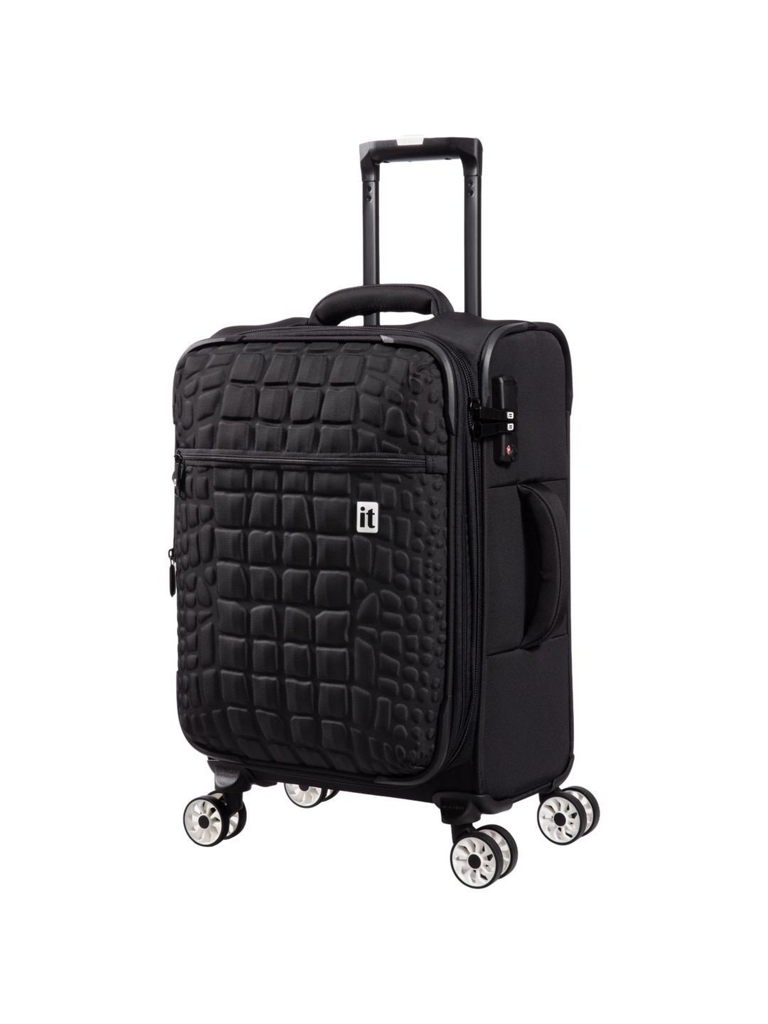it luggage Reptilian Black 8 Wheels Small Soft Cabin Trolley Bag