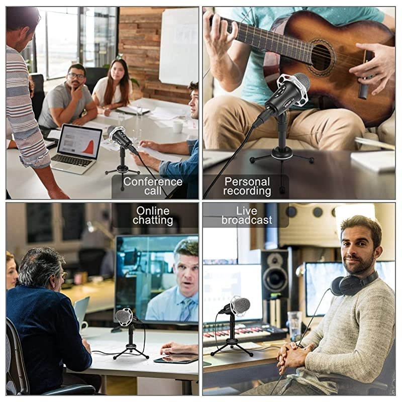 PC Microphone,  Y20 Portable Condenser Microphone 3.5mm Plug & Play with Tripod Stand Home Studio Recording Microphone for Computer, Smartphone, iPad, Podcasting Karaoke, YouTube, Skype, Games