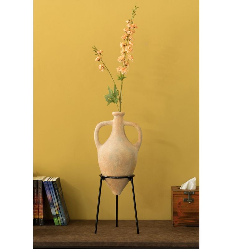 Uniquewise Antique Roman Style Pointed Amphora Vase on Metal Tripod Stand
