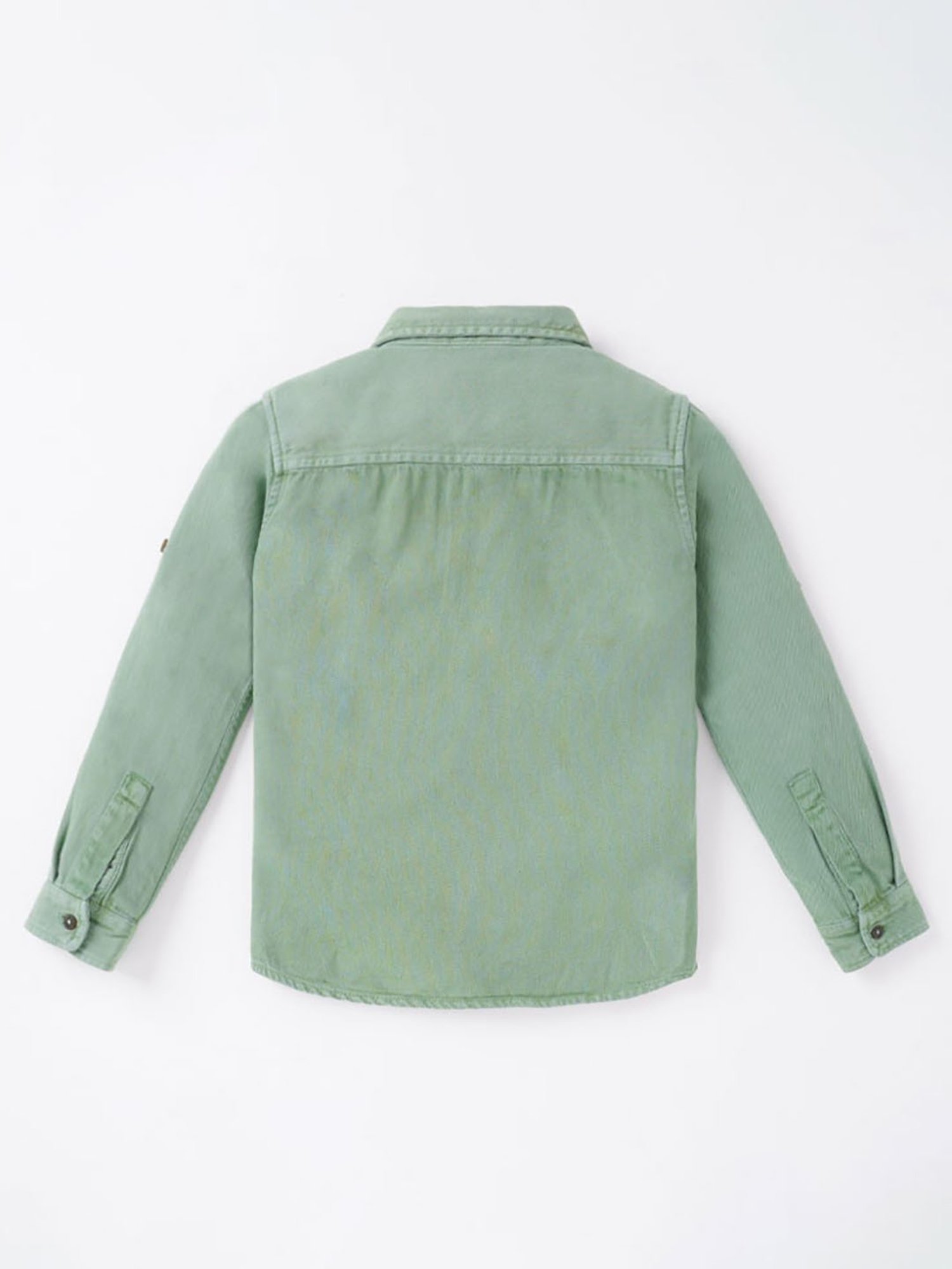 Ed-a-Mamma Kids Olive Solid Full Sleeves Shirt