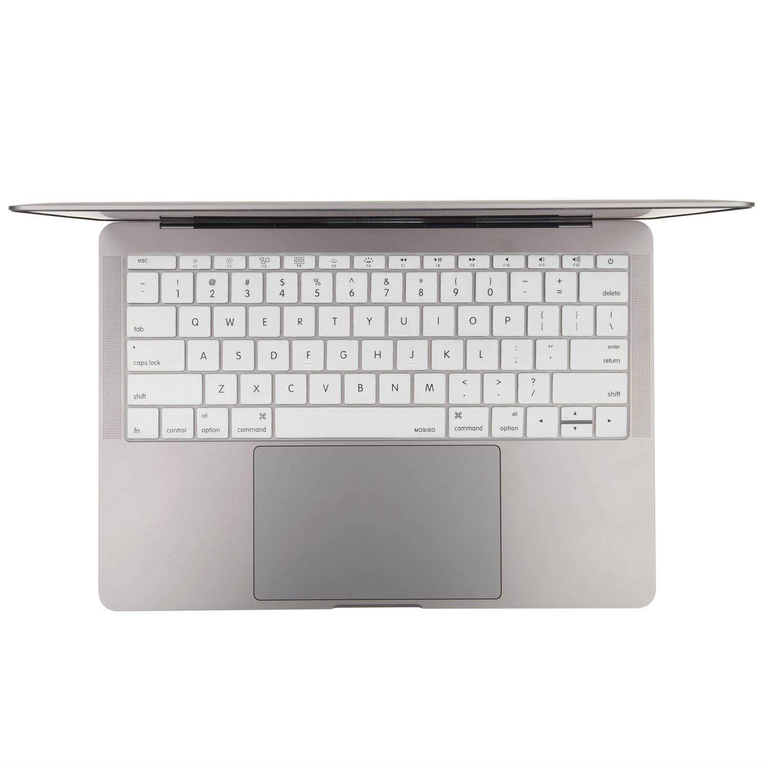 MOSISO Keyboard Cover Compatible MacBook Pro 13 Inch 2017 & 2016 Release A1708 No Touch Bar & New MacBook 12 Inch A1534 Protective Skin, White