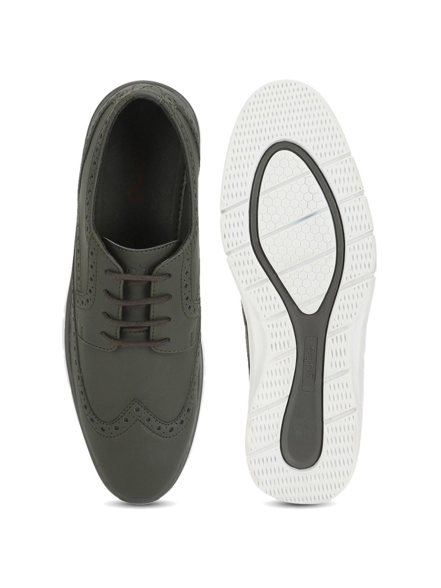 Yoho Men's Olive Brogue Shoes