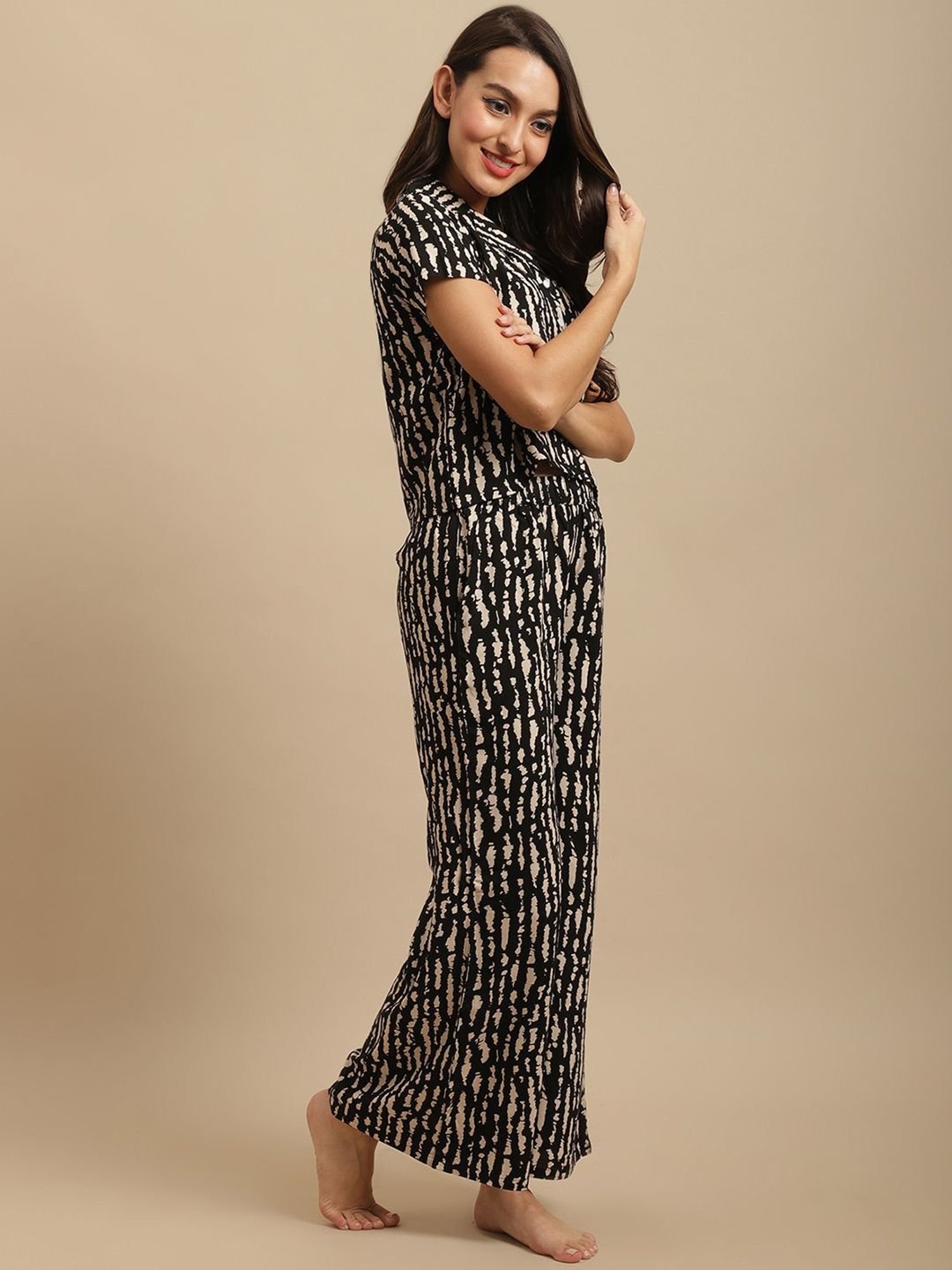 Boston Club Black Tie & Dye Shirt Pyjama Set