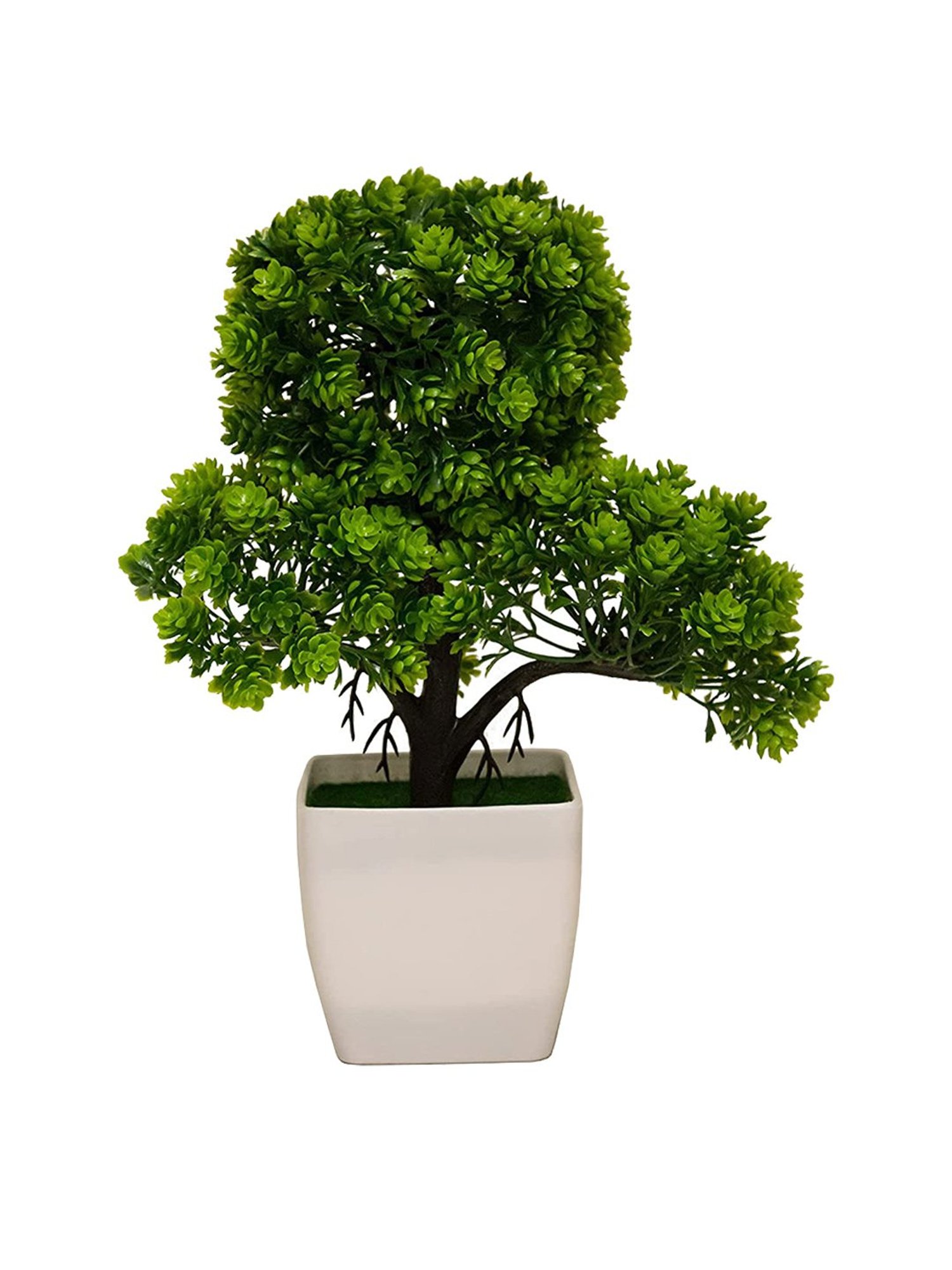 Amflix Green Artificial Bonsai Plant With Pot