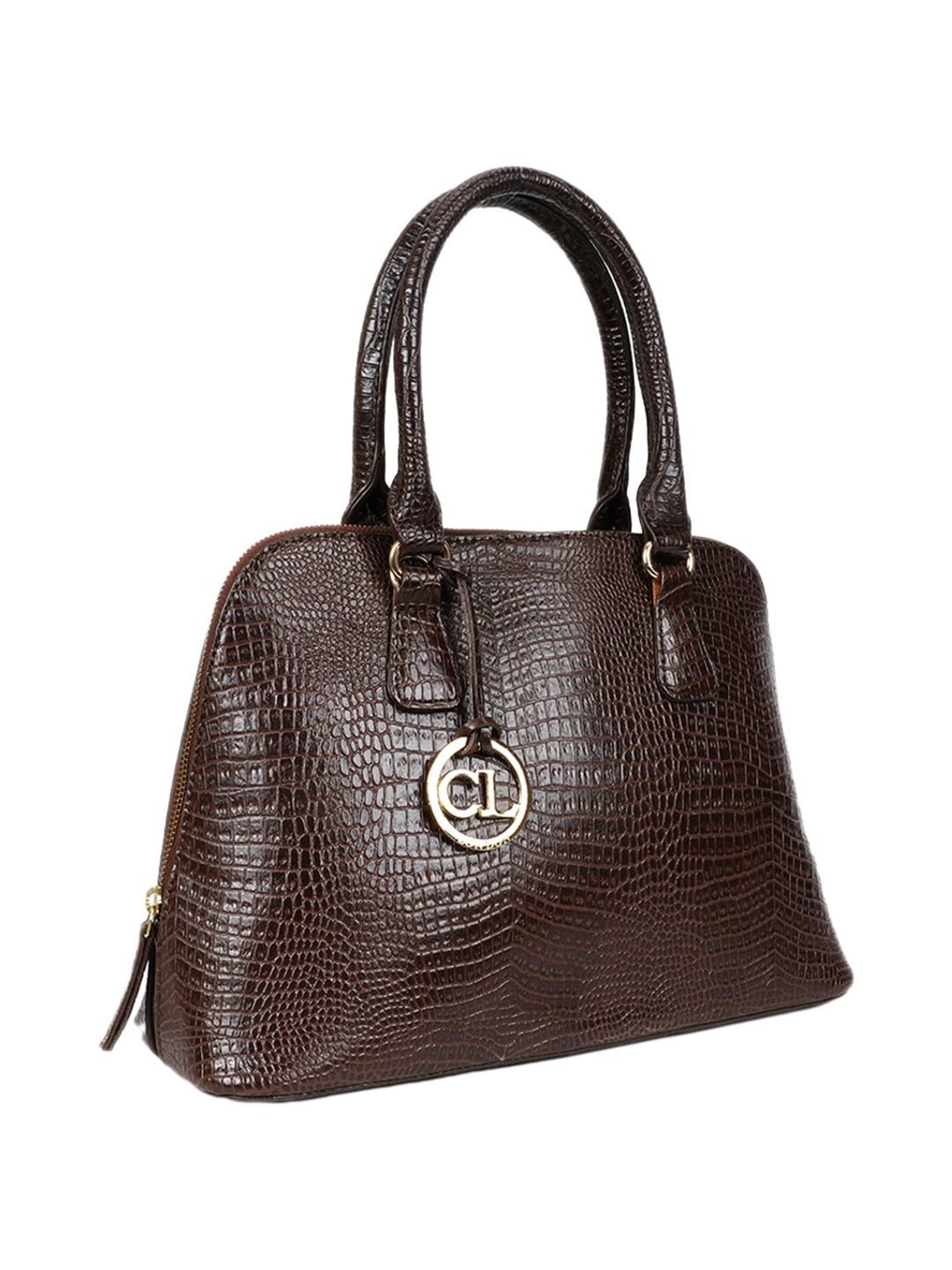 Carlton London Brown Textured Medium Shoulder Handbag