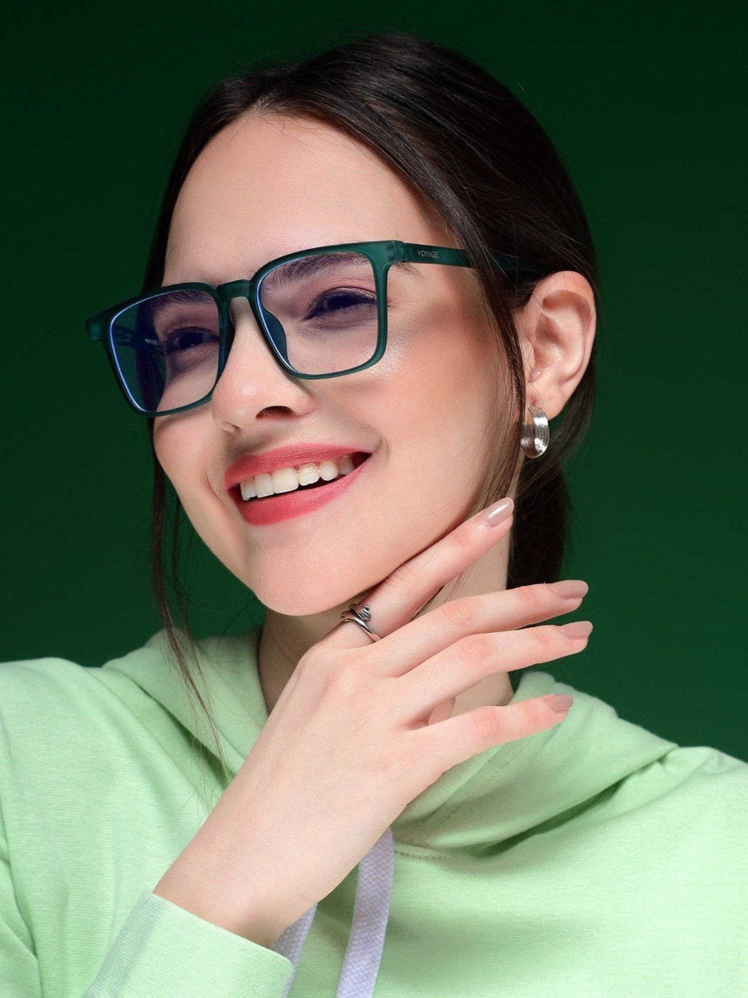 Voyage Green Square Unisex Sunglasses