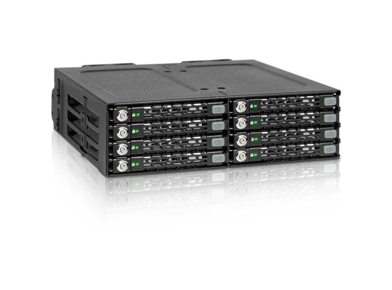 Icy Dock ToughArmor MB998SK-B Drive Enclosure for 5.25" SAS, Serial ATA/600 - Serial ATA/600 Host Interface External - Black - 8 x HDD Supported