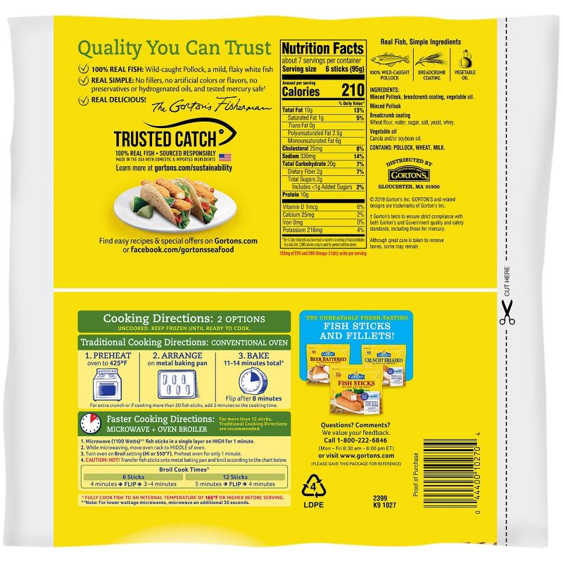 Gorton's Breaded Minced Fish Sticks - 44ct