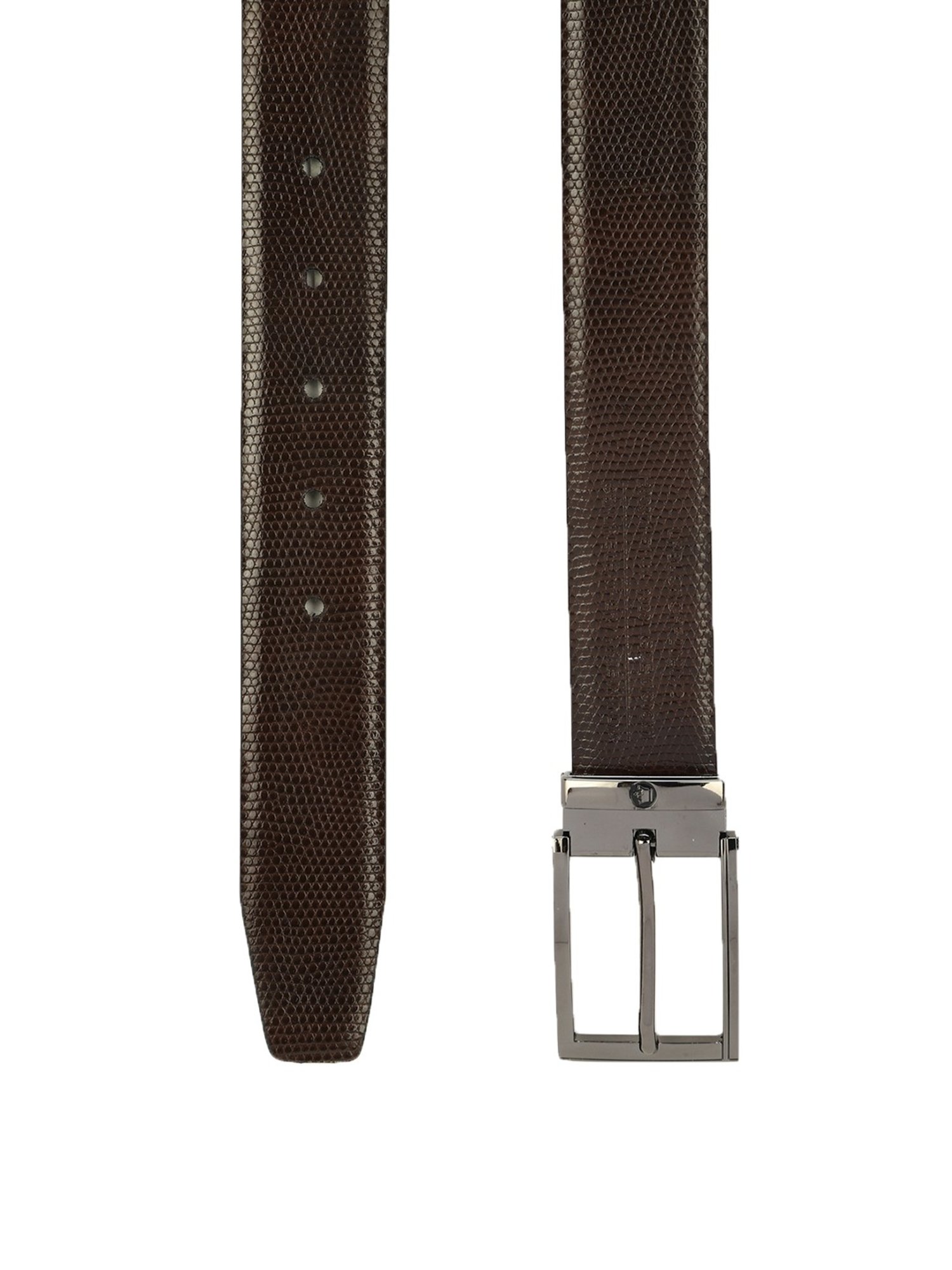 Louis Philippe Black Leather Reversible Belt for Men